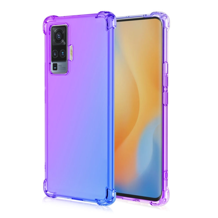 

For Vivo X50 Pro Four-Corner Airbag Shockproof Gradient Color Clear TPU Case(Purple Blue)