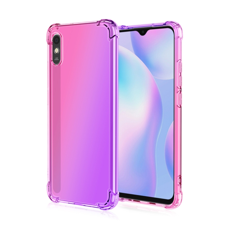 

For Xiaomi Redmi 9A Four-Corner Airbag Shockproof Gradient Color TPU Protective Case(Pink Purple)