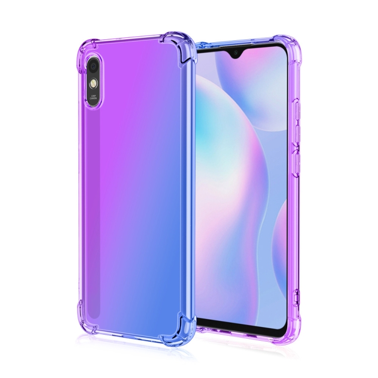 

For Xiaomi Redmi 9A Four-Corner Airbag Shockproof Gradient Color TPU Protective Case(Purple Blue)