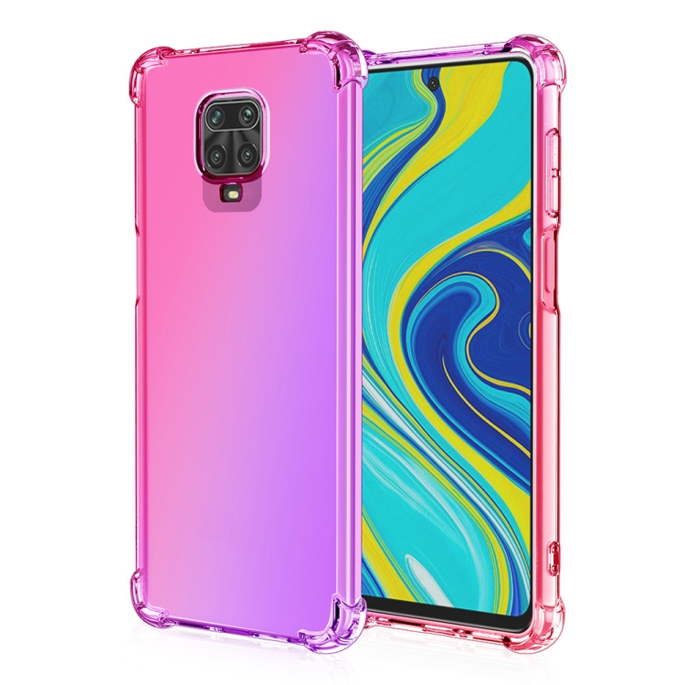 

For Xiaomi Redmi Note 9S Four-Corner Airbag Shockproof Gradient Color TPU Protective Case(Pink Purple)