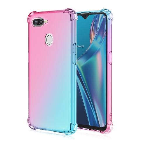 

For Oppo A7 / AX7 / A5s Four-Corner Airbag Shockproof Gradient Color Clear TPU Case(Pink Green)