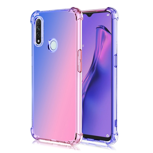 

For Oppo A8 / A31 Four-Corner Airbag Shockproof Gradient Color Clear TPU Case(Blue Pink)