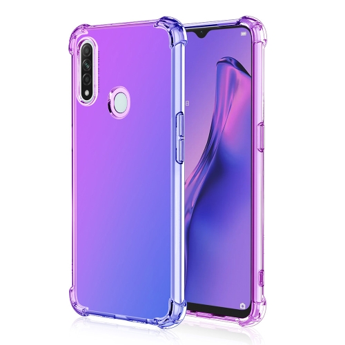 

For Oppo A8 / A31 Four-Corner Airbag Shockproof Gradient Color Clear TPU Case(Purple Blue)