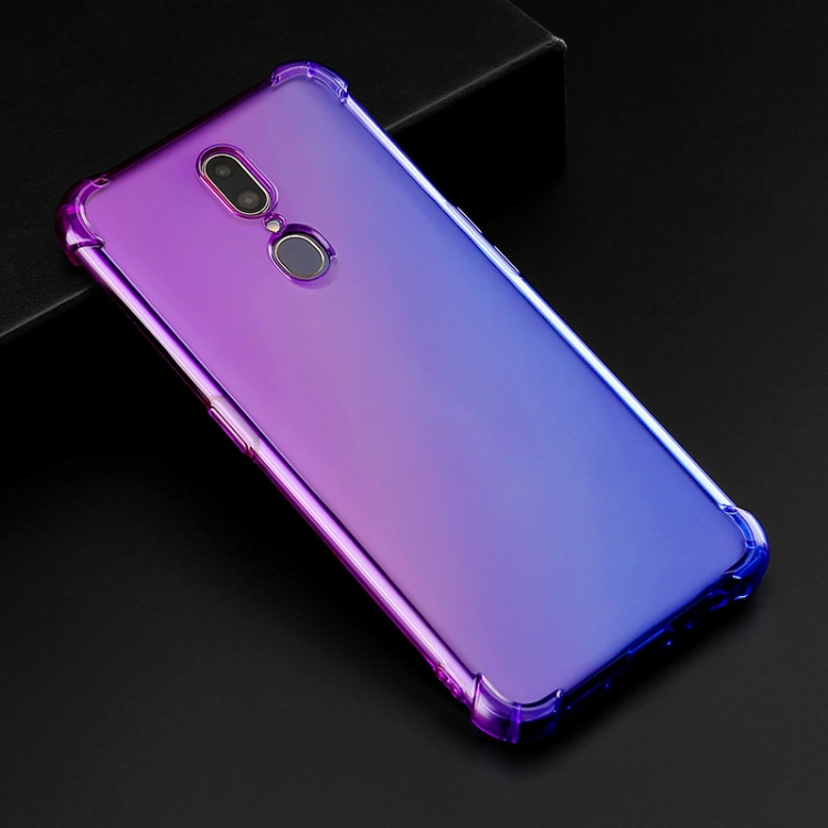 

For Oppo F11 / A9 Four-Corner Airbag Shockproof Gradient Color Clear TPU Case(Purple Blue)