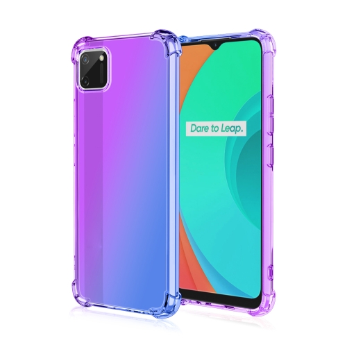 

For Oppo Realme C11 Four-Corner Airbag Shockproof Gradient Color Clear TPU Case(Purple Blue)