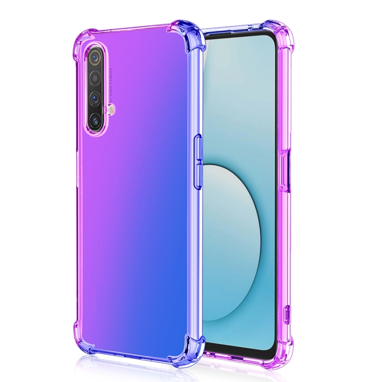 

For Oppo Realme X50 Four-Corner Airbag Shockproof Gradient Color Clear TPU Case(Purple Blue)