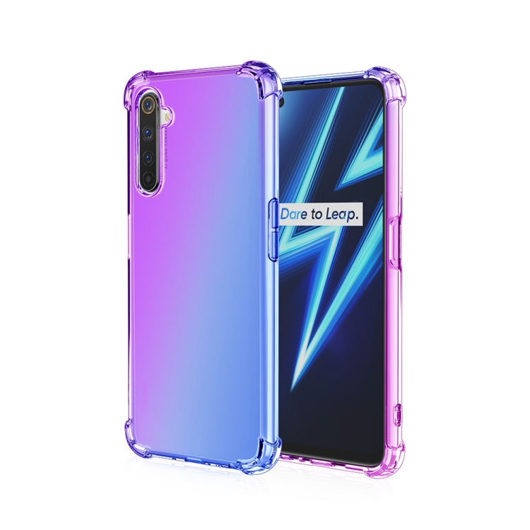 

For Oppo Realme 6 Pro Four-Corner Airbag Shockproof Gradient Color Clear TPU Case(Purple Blue)