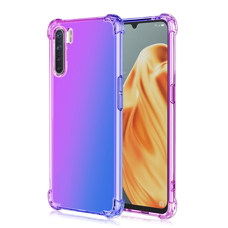 

For Oppo A91 Four-Corner Airbag Shockproof Gradient Color Clear TPU Case(Purple Blue)