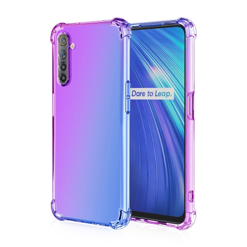 

For Oppo Realme 6 Four-Corner Airbag Shockproof Gradient Color Clear TPU Case(Purple Blue)