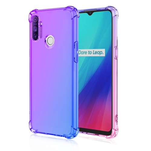 

For Oppo Realme C3 Four-Corner Airbag Shockproof Gradient Color Clear TPU Case(Purple Blue)