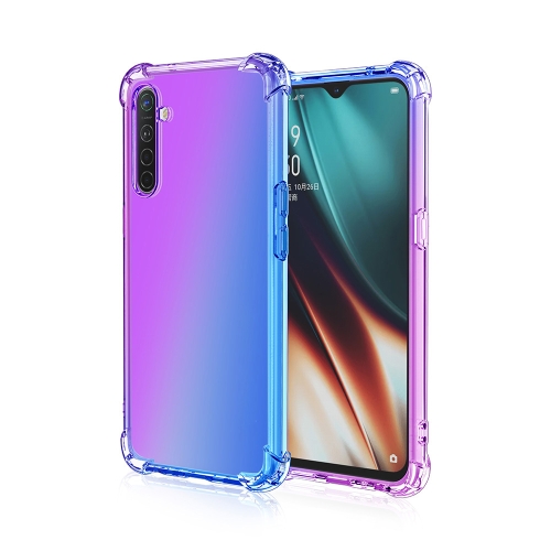 

For Oppo Realme X2 / Realme XT / K5 Four-Corner Airbag Shockproof Gradient Color Clear TPU Case(Purple Blue)