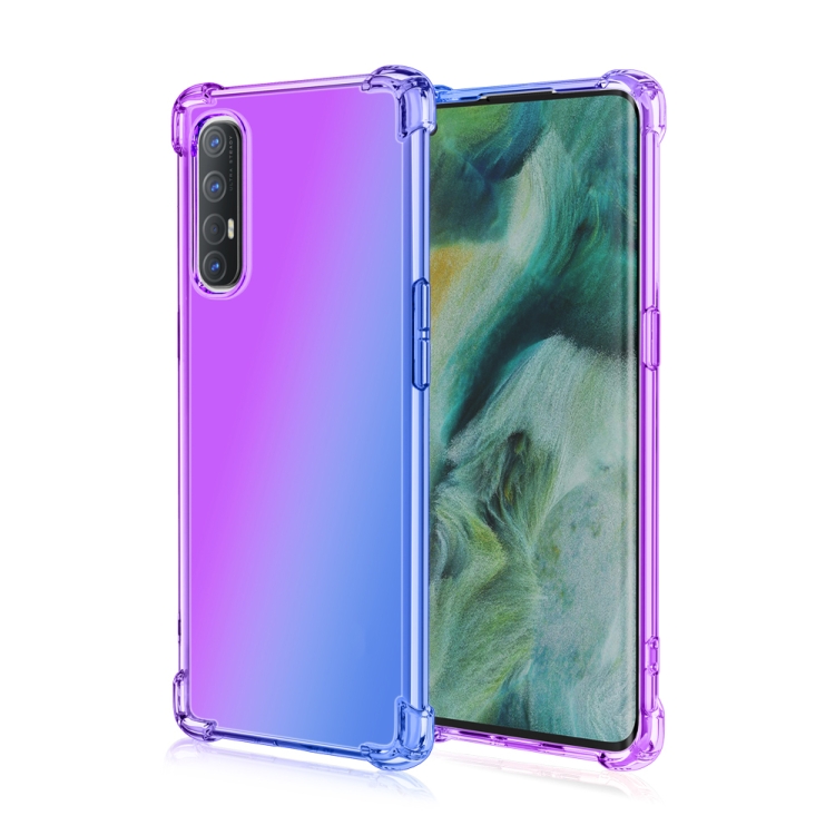

For Oppo Reno3 Pro Four-Corner Airbag Shockproof Gradient Color Clear TPU Case(Purple Blue)