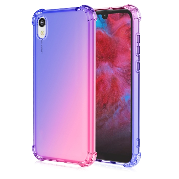 

For Huawei Y5 (2019) Four-Corner Airbag Shockproof Gradient Color TPU Protective Case(Blue Pink)