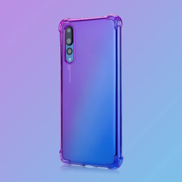 

For Huawei P20 Pro Four-Corner Airbag Shockproof Gradient Color TPU Protective Case(Purple Blue)