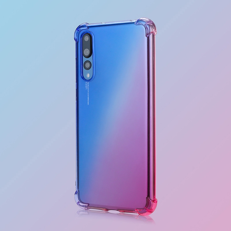 

For Huawei P20 Pro Four-Corner Airbag Shockproof Gradient Color TPU Protective Case(Blue Pink)