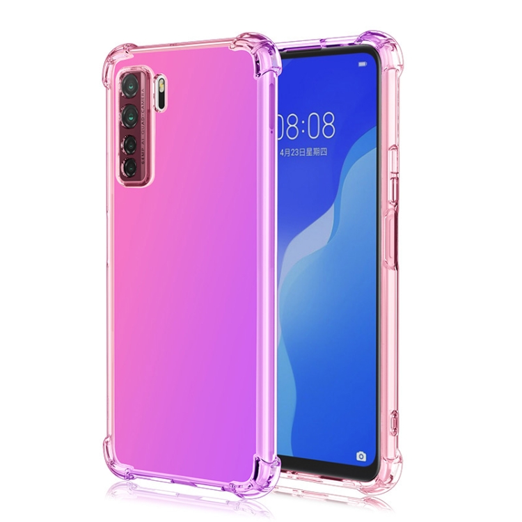

For Huawei nova 7 SE Four-Corner Airbag Shockproof Gradient Color TPU Protective Case(Pink Purple)