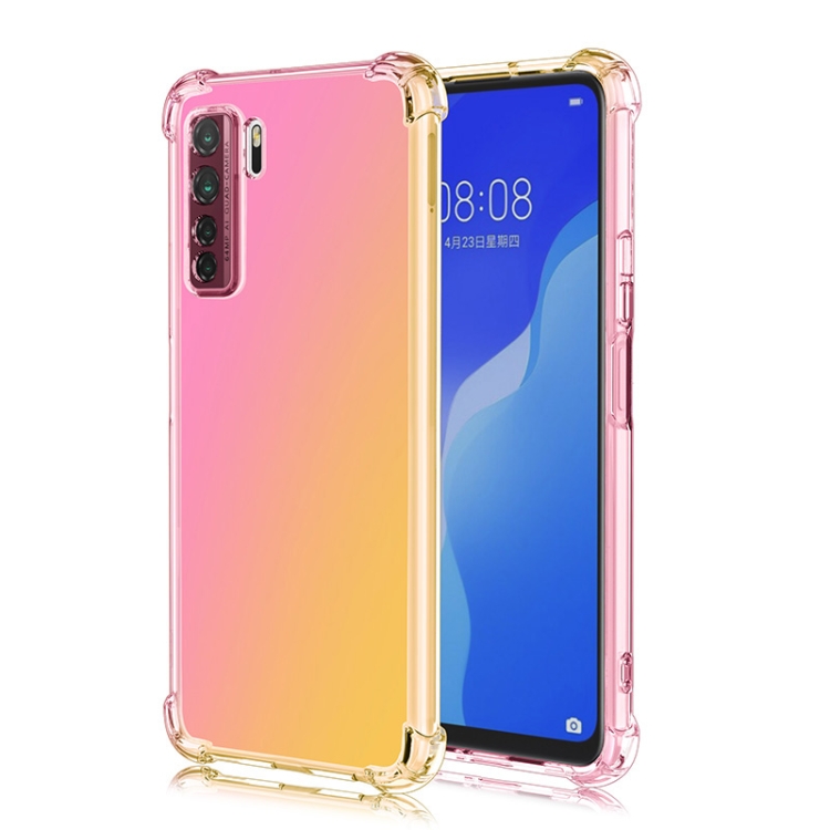

For Huawei nova 7 SE Four-Corner Airbag Shockproof Gradient Color TPU Protective Case(Pink Gold)
