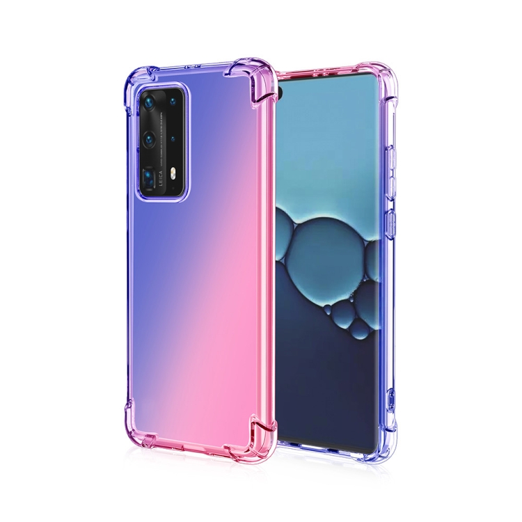 

For Huawei P40 Pro Four-Corner Airbag Shockproof Gradient Color TPU Protective Case(Blue Pink)
