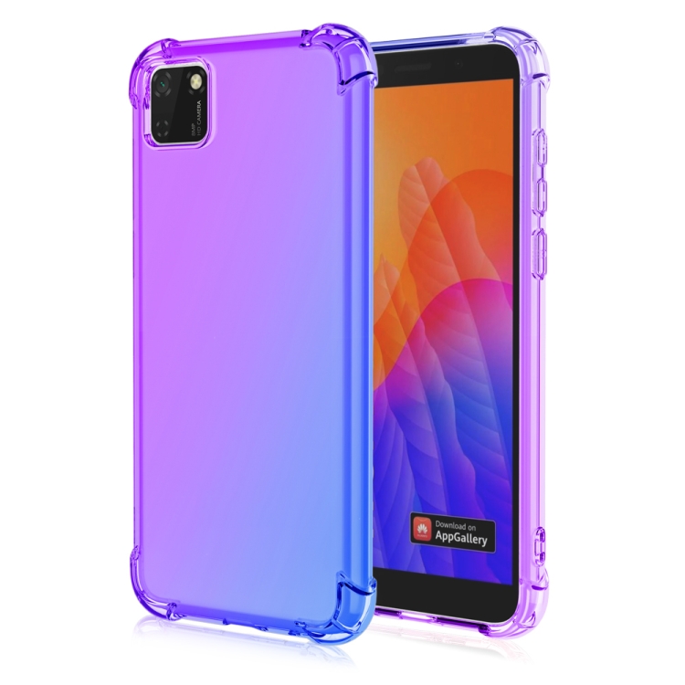 

For Huawei Y5p Four-Corner Airbag Shockproof Gradient Color TPU Protective Case(Purple Blue)