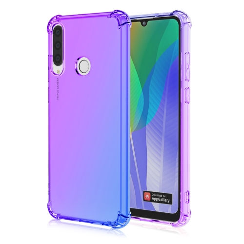 

For Huawei Y6p Four-Corner Airbag Shockproof Gradient Color TPU Protective Case(Purple Blue)