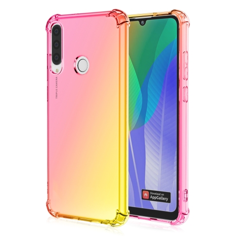 

For Huawei Y6p Four-Corner Airbag Shockproof Gradient Color TPU Protective Case(Pink Gold)