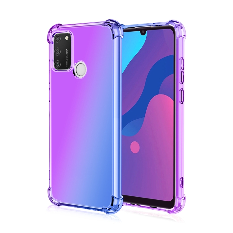 

For Huawei Honor 9A Four-Corner Airbag Shockproof Gradient Color TPU Protective Case(Purple Blue)