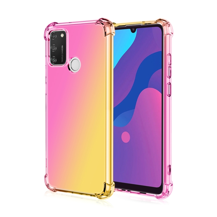 

For Huawei Honor 9A Four-Corner Airbag Shockproof Gradient Color TPU Protective Case(Pink Gold)
