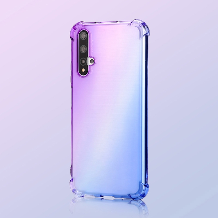 

For Huawei Honor 20 Four-Corner Airbag Shockproof Gradient Color TPU Protective Case(Purple Blue)