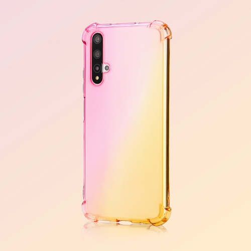 

For Huawei Honor 20 Four-Corner Airbag Shockproof Gradient Color TPU Protective Case(Pink Gold)