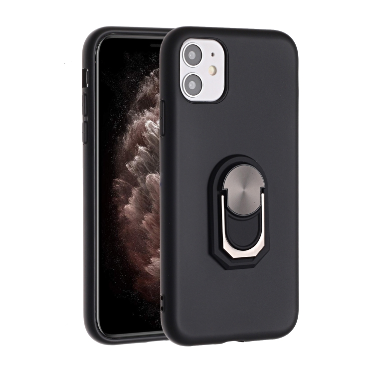 

For iPhone 11 PC + TPU Shockproof Protective Case with Ring Holder(Black)