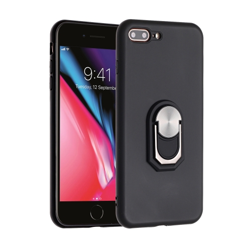 

For iPhone 8 Plus / 7 Plus PC + TPU Shockproof Protective Case with Ring Holder(Black)