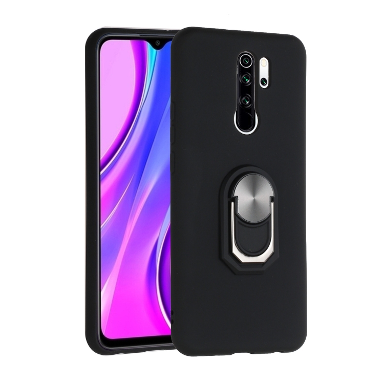 

For Xiaomi Redmi 9 Black Armor PC + TPU Shockproof Protective Case with Ring Holder(Black)