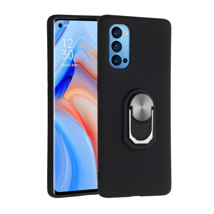 

For Oppo Reno4 5G Black Armor PC + TPU Shockproof Protective Case with Ring Holder(Black)