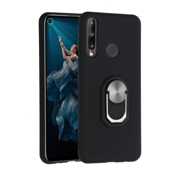 

For Huawei Y6p (2020) Black Armor PC + TPU Shockproof Protective Case with Ring Holder(Black)