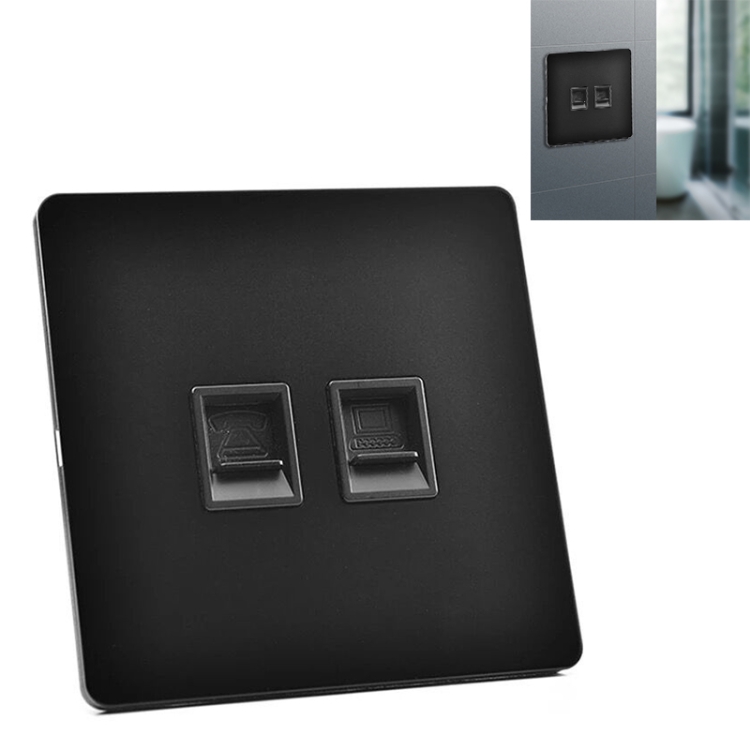 

86mm Retro Copper Panel Hand Switch Panel, Style:Computer Hole-Telephone Hole