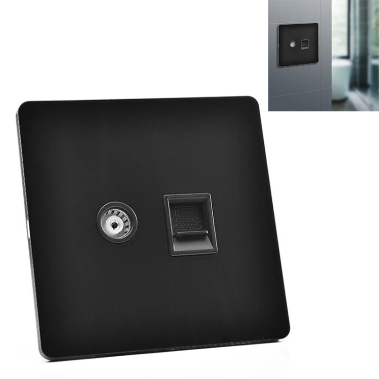 

86mm Retro Copper Panel Hand Switch Panel, Style:TV Hole-Computer Hole