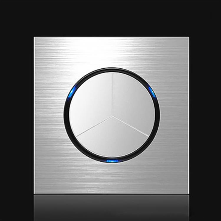 

86mm Gray Aluminum Wire Drawing LED Switch Panel, Style:Triple Open Dual Control