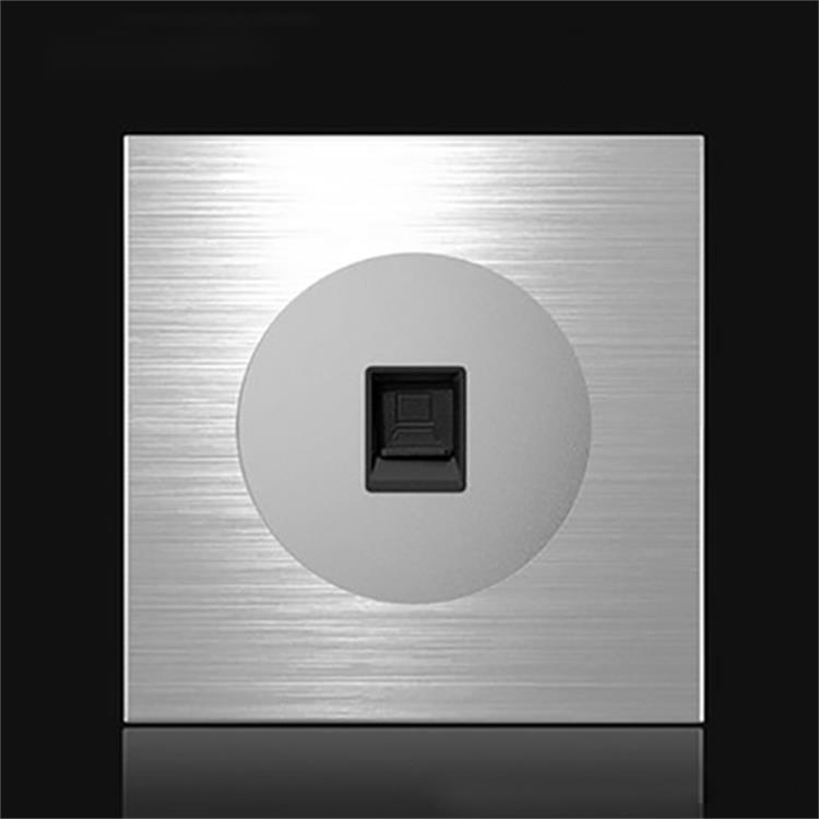 

86mm Gray Aluminum Wire Drawing LED Switch Panel, Style:Computer Socket
