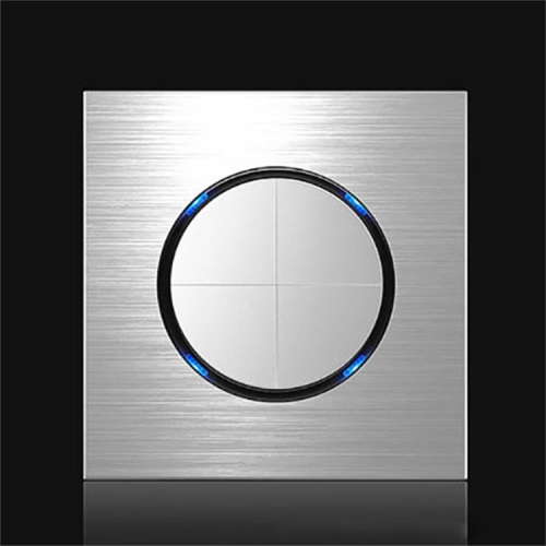 

86mm Gray Aluminum Wire Drawing LED Switch Panel, Style:Four Billing Control