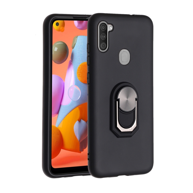 

For Samsung Galaxy A11 PC + TPU Shockproof Protective Case with Ring Holder(Black)