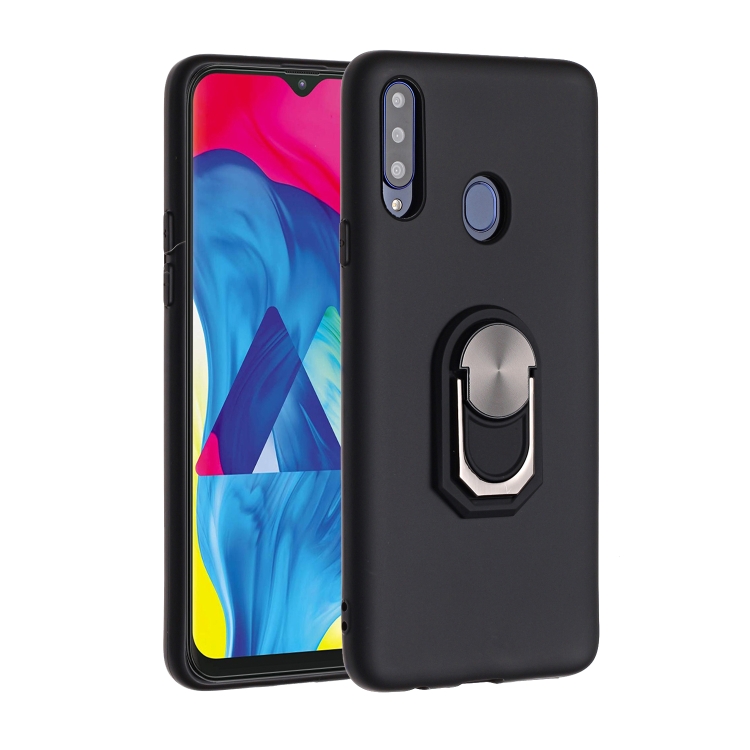 

For Samsung Galaxy A20S PC + TPU Shockproof Protective Case with Ring Holder(Black)