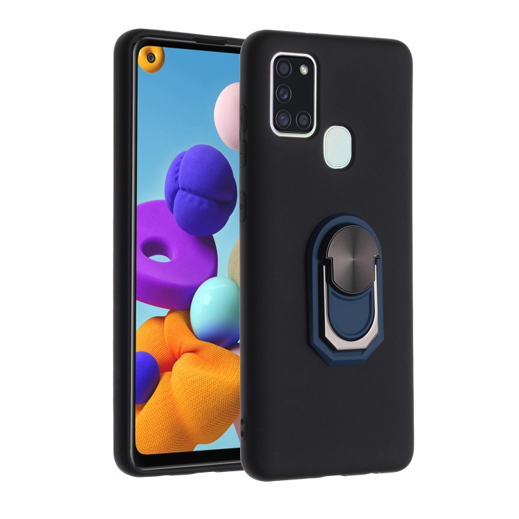 

For Samsung Galaxy A21S PC + TPU Shockproof Protective Case with Ring Holder(Blue)