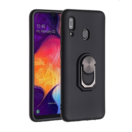 

For Samsung Galaxy A40 PC + TPU Shockproof Protective Case with Ring Holder(Black)