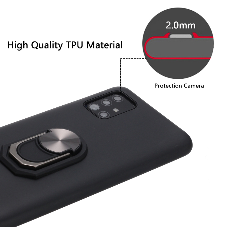

For Samsung Galaxy A51 5G PC + TPU Shockproof Protective Case with Ring Holder(Black)
