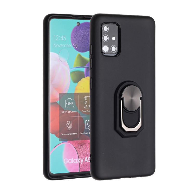 

For Samsung Galaxy A71 PC + TPU Shockproof Protective Case with Ring Holder(Black)