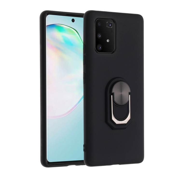 

For Samsung Galaxy A91 PC + TPU Shockproof Protective Case with Ring Holder(Black)