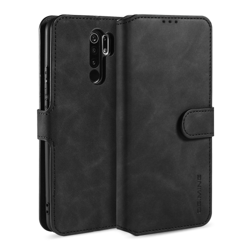 

For Xiaomi Redmi 9 DG.MING Retro Oil Side Horizontal Flip Case(Black)