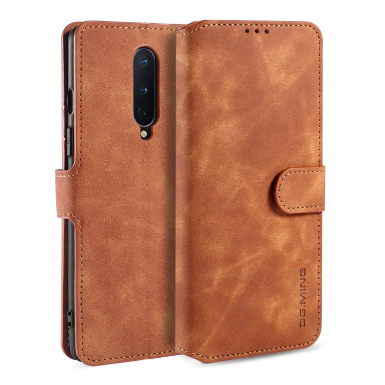 

For OnePlus 8 DG.MING Retro Oil Side Horizontal Flip Case(Brown)
