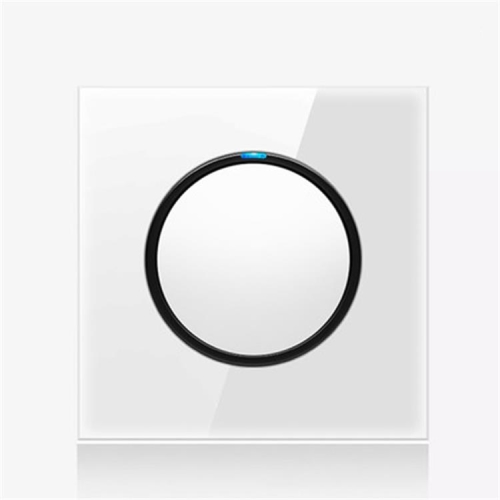 

86mm Round LED Tempered Glass Switch Panel, White Round Glass, Style:One Open Dual Control