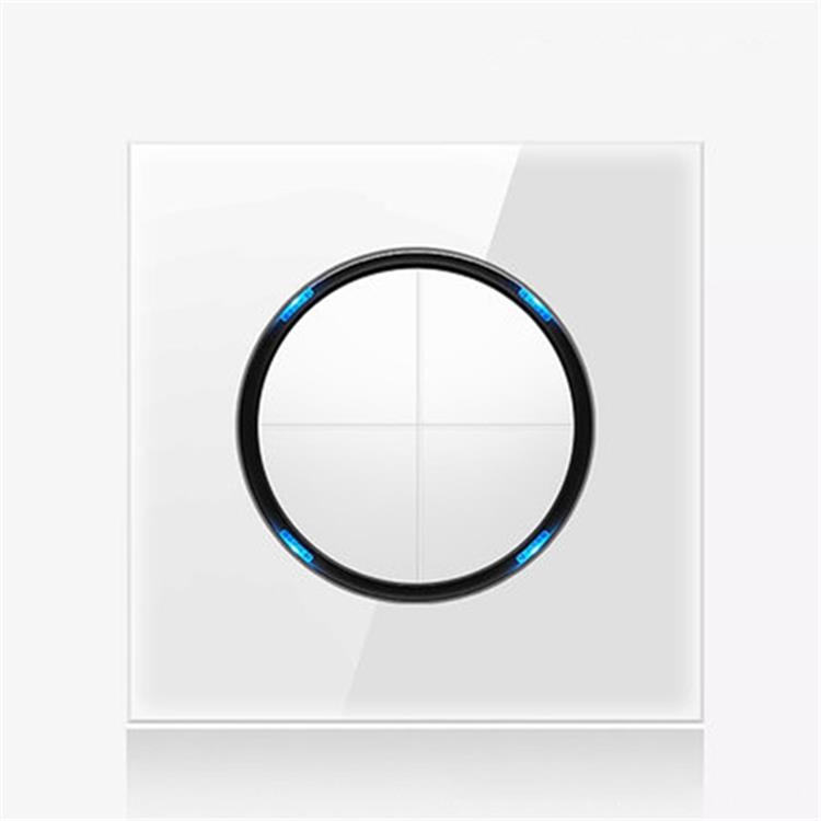 

86mm Round LED Tempered Glass Switch Panel, White Round Glass, Style:Four Open Dual Control